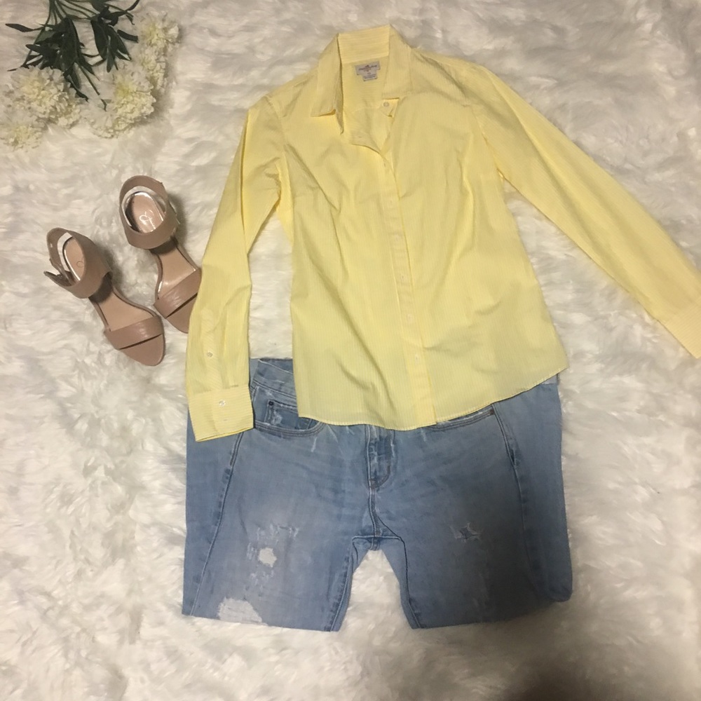 J. Crew haberdashery yellow and white button down